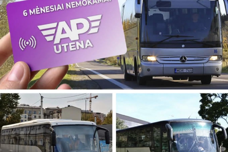 Soc. tinkluose platinama melaginga informacija (nuotraukoje) apie nemokamą viešąjį transportą Utenoje.