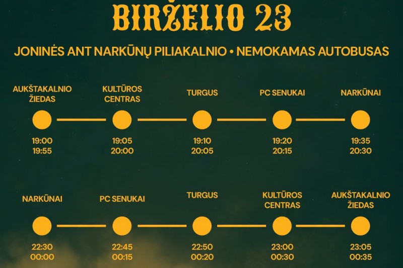 Birželio 23 d. į Saulėgrįžos šventę veš nemokami autobusai